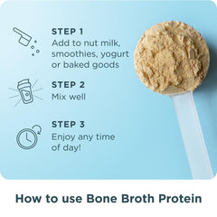 Ancient Nutrition Bone Broth Protein ingredients in glass highlight non-GMO sources.
