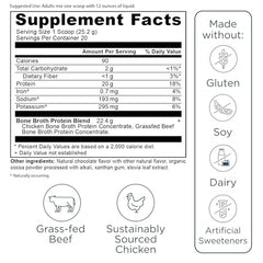 Ancient Nutrition bone broth protein powder tub on a kitchen counter for daily use.