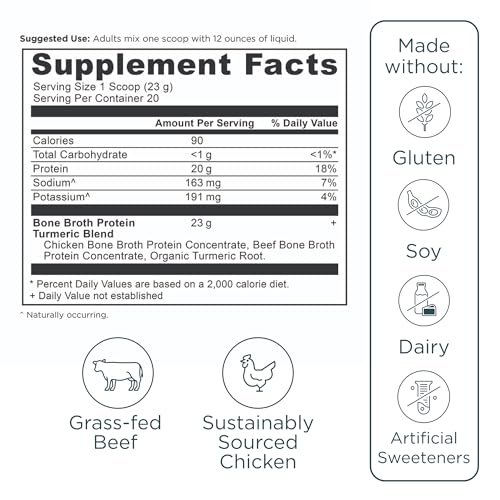 Ancient Nutrition chicken bone broth concentrate bottle, clean sourcing and protein.