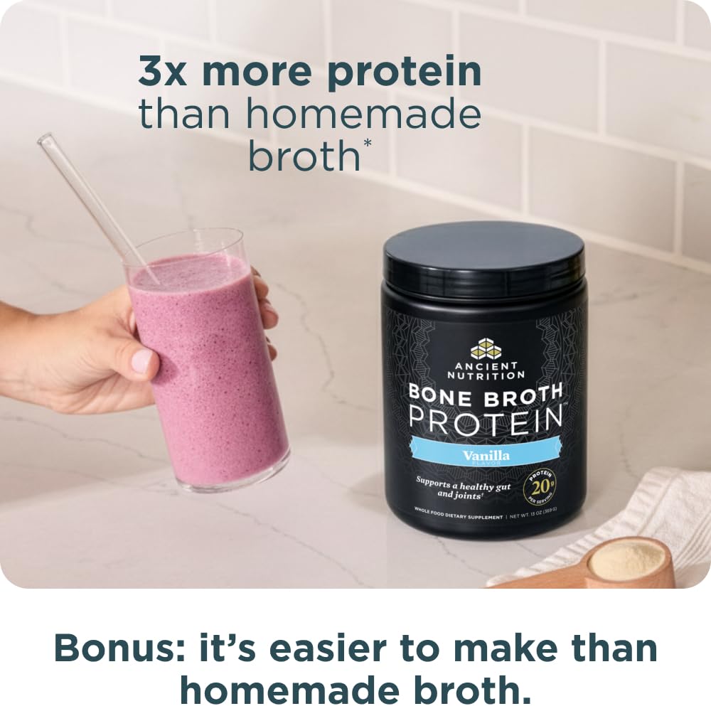 Ancient Nutrition chocolate flavor powder in a mug for a comforting drink