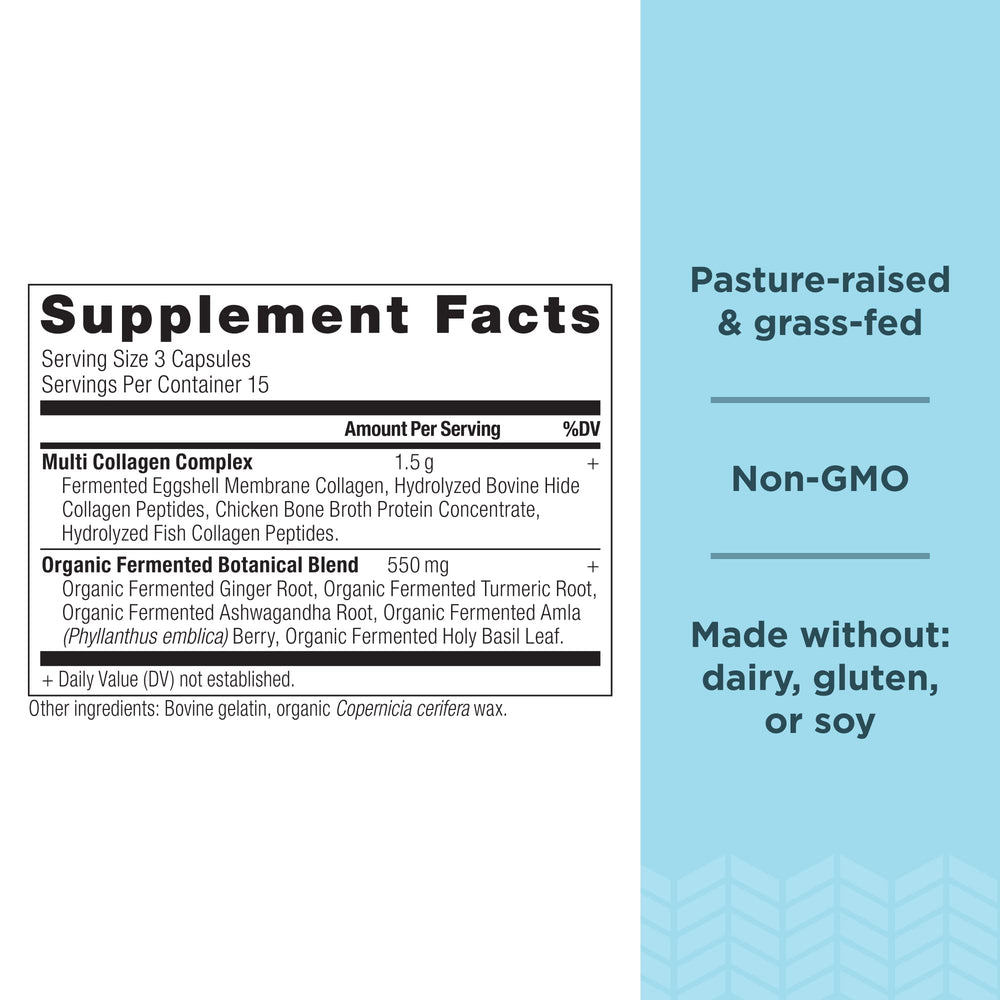 Ancient Nutrition collagen pills capsules close-up highlighting multi-collagen formula
