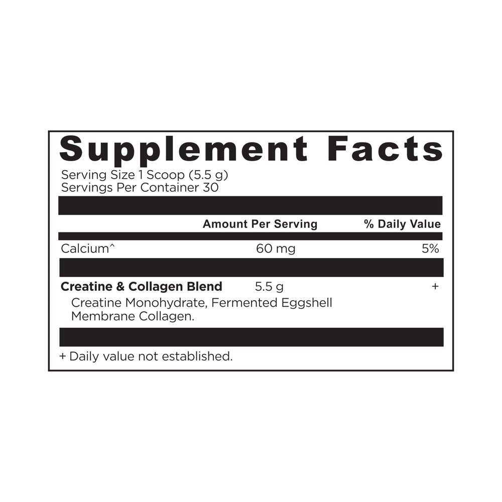 Ancient Nutrition Creatine + Collagen powder being dispensed into a glass for a shake.