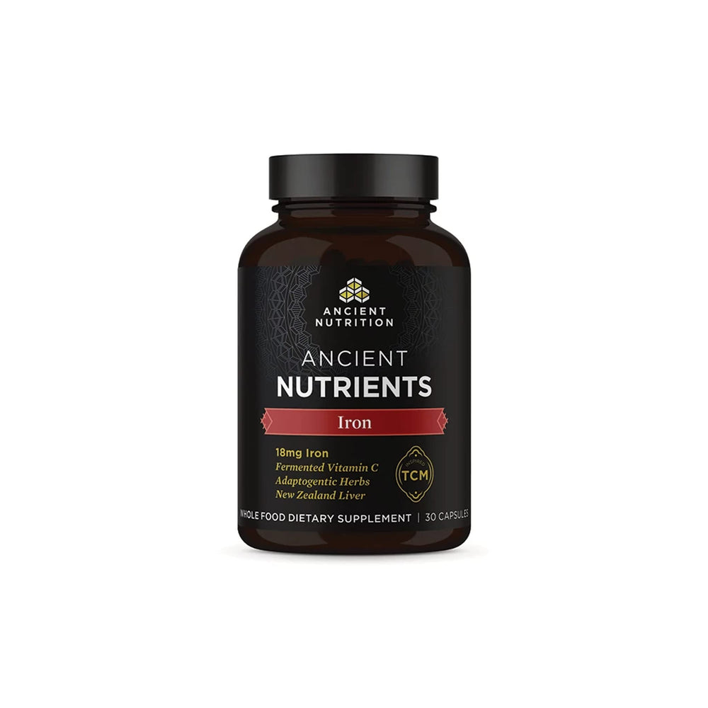 Ancient Nutrition Iron capsule close-up showing gentle daily iron support