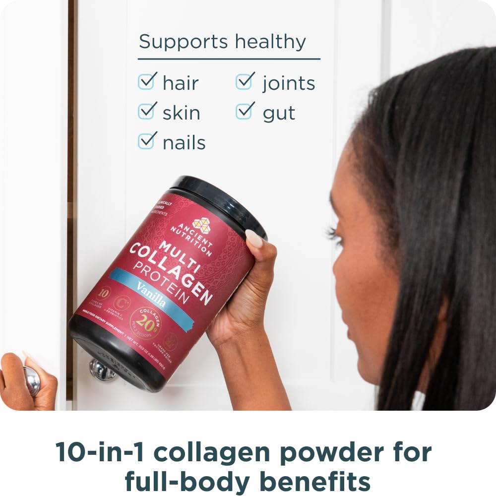 Ancient Nutrition Multi Collagen Vanilla on market shelf highlighting brand quality