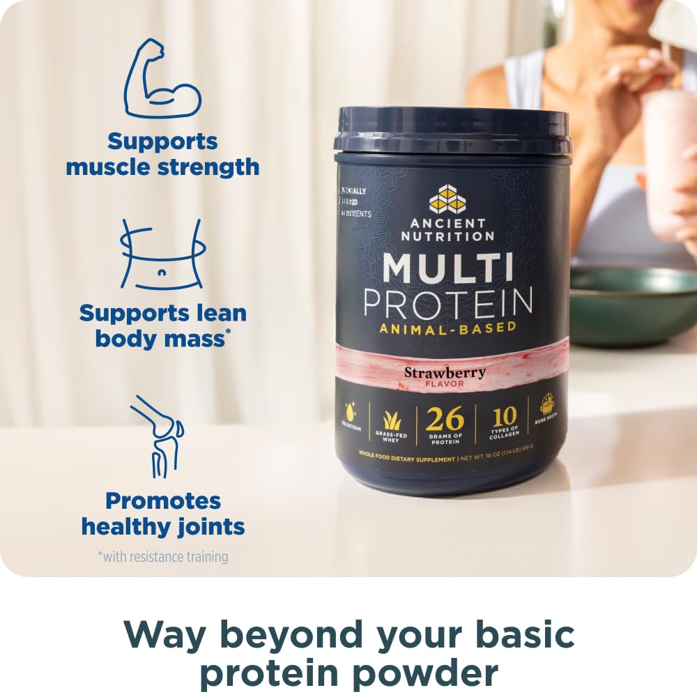 Ancient Nutrition multi protein powder dissolving in shake for easy digestion
