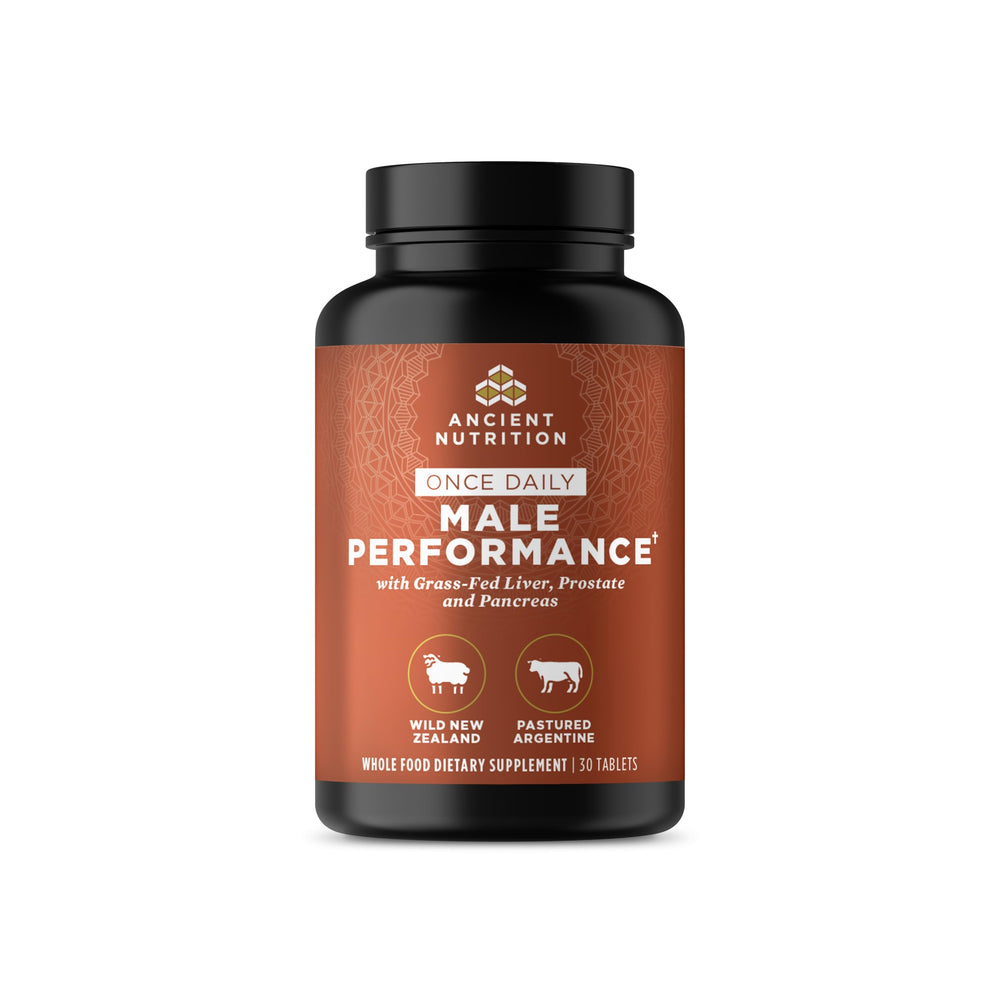 Ancient Nutrition Once Daily Organs for Men bottle front showing capsules for vitality support