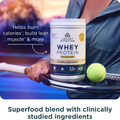 Ancient Nutrition Organic A2 Milk Protein Vanilla shake mix ready to fuel workouts