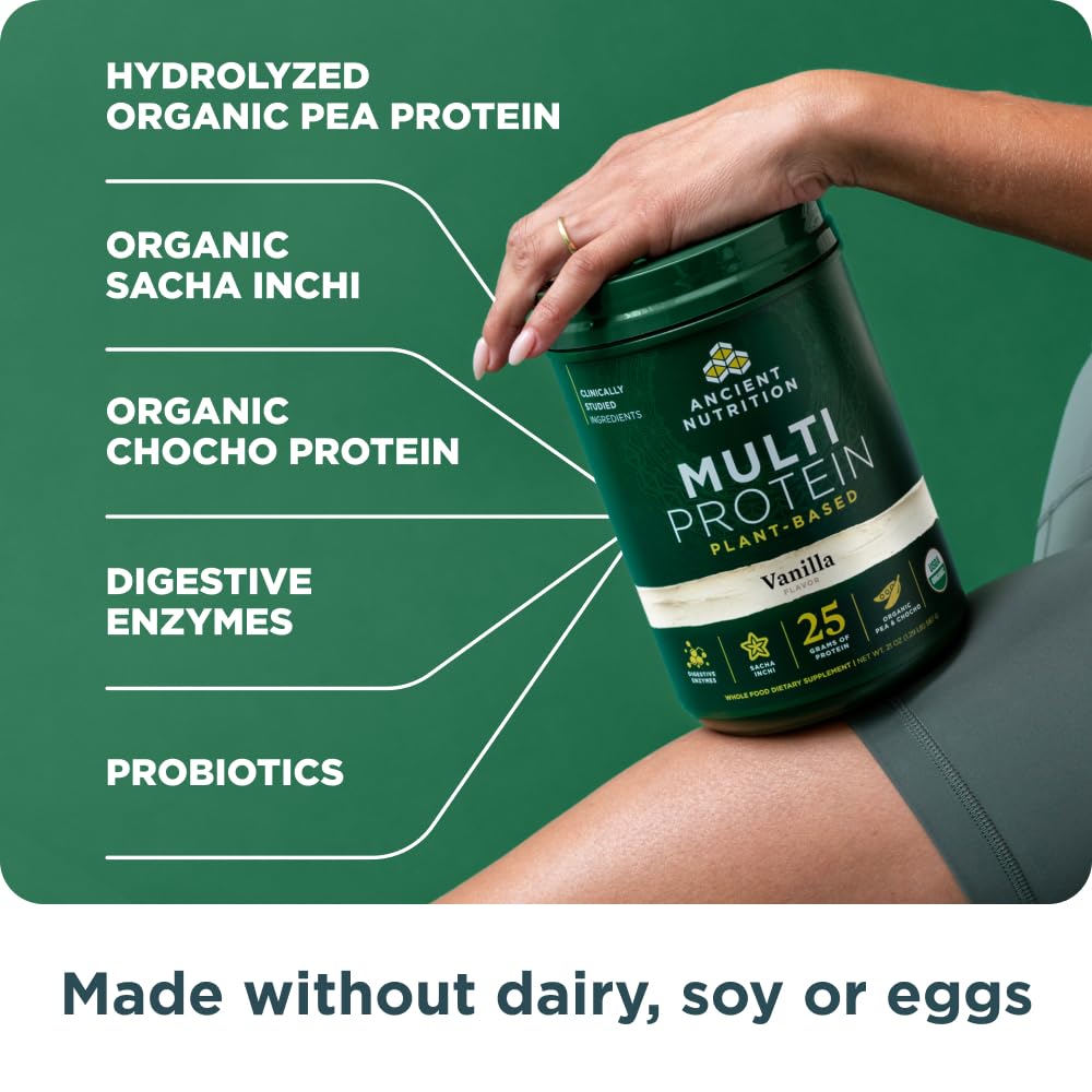 Ancient Nutrition Multi Protein ingredients: hydrolyzed pea, chocho, sacha inchi.
