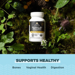 Ancient Nutrition Probiotics 50+ label detail highlighting organic certification.