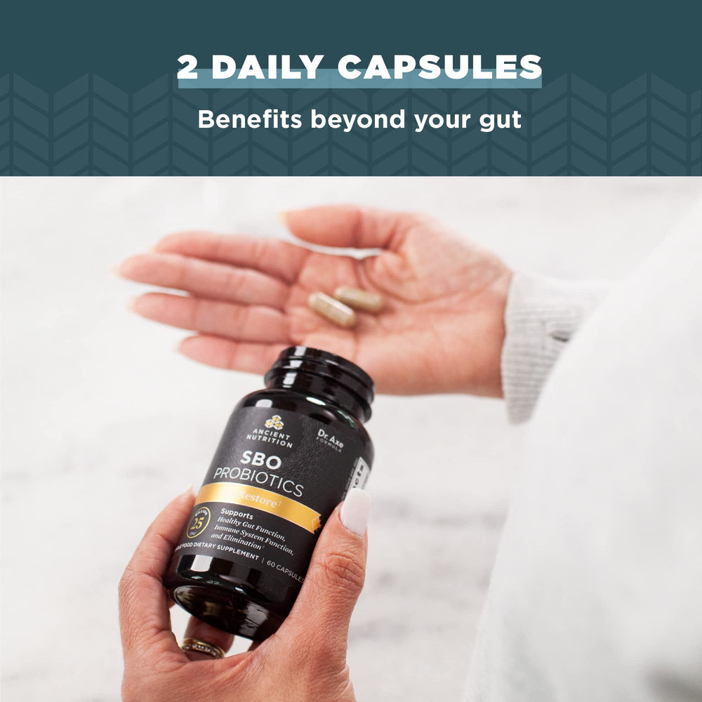 Graphic illustrating 25 B CFU and digestive support benefits.