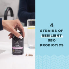 Ancient Nutrition SBO Probiotics Women's gluten-free label indicates allergen-friendly formula.