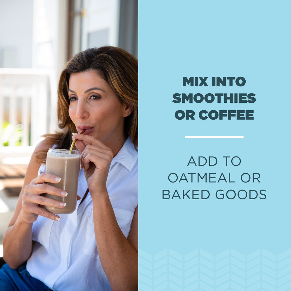 Ancient Nutrition smoothie with collagen chocolate for a creamy, rich texture.
