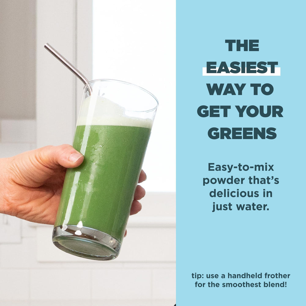 Ancient Nutrition Super Greens packaging shows USA-made production.