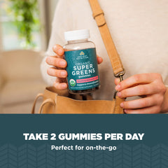 Two gummies ready for everyday use with Ancient Nutrition Supergreens