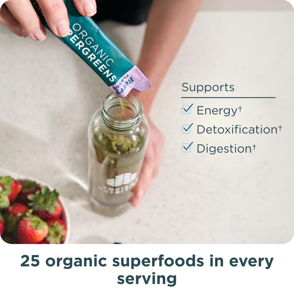 Ancient Nutrition SuperGreens organic label highlighting USDA Organic quality.