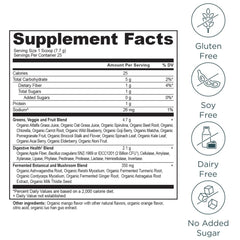 Ancient Nutrition SuperGreens scoop pour demonstrates convenient daily greens mix for smoothies.
