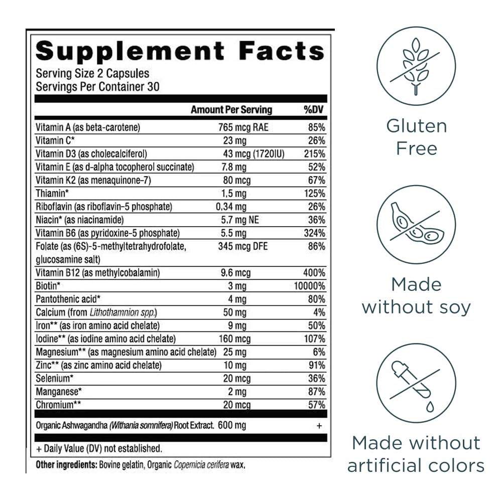 Ancient Nutrition Women's 50+ multivitamin label closeup with ingredients