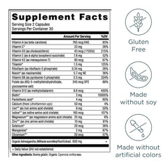 Ancient Nutrition Women's 50+ multivitamin label closeup with ingredients