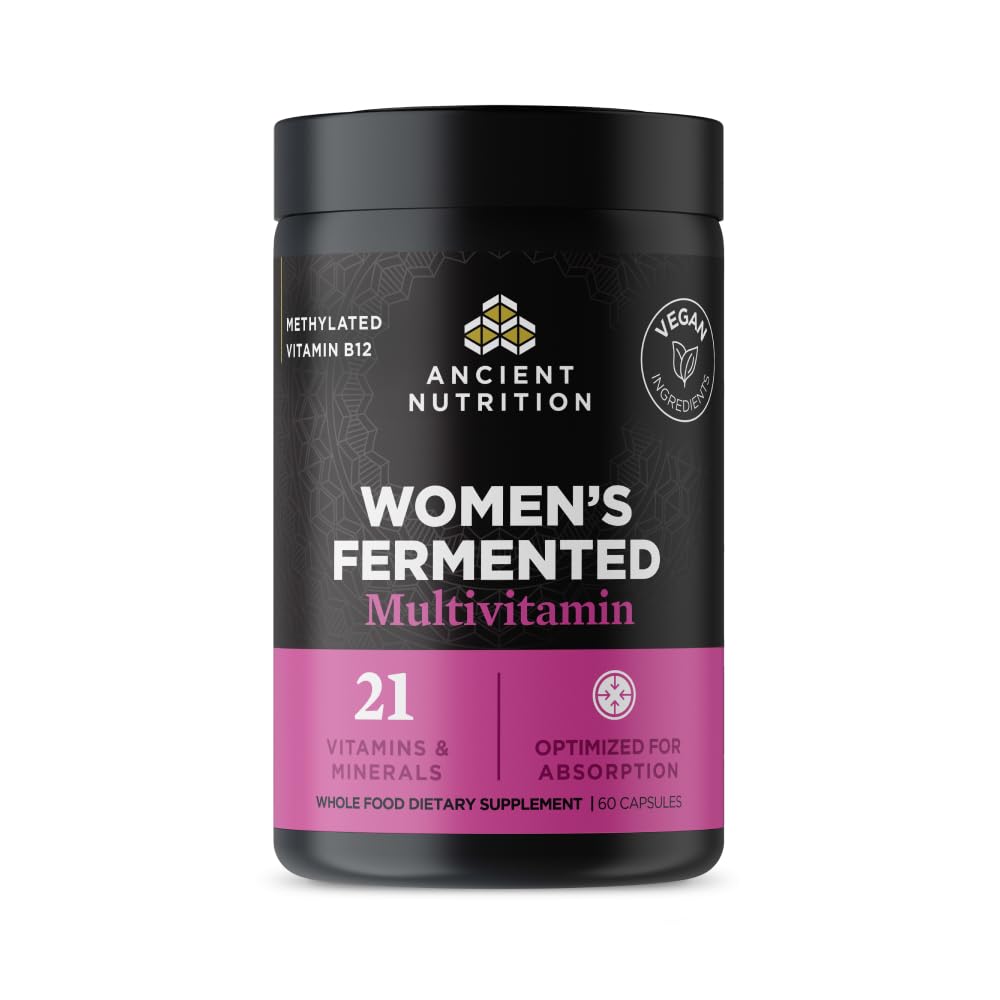 Ancient Nutrition Women’s Fermented Multivitamin bottle ready for daily use.