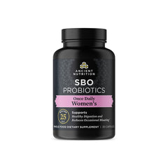 Ancient Nutrition Women's Probiotics bottle front for daily digestive support.