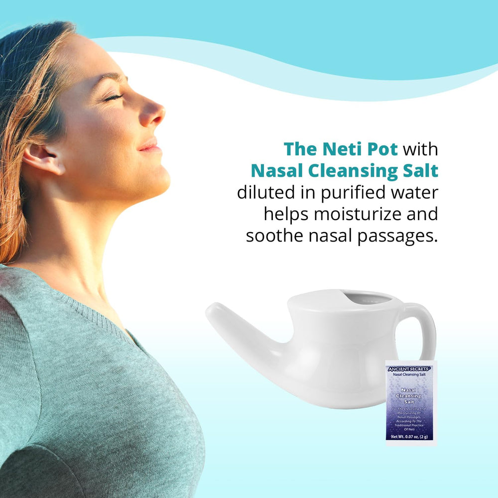 ANCIENT SECRETS Neti Pot ideal for regular nasal irrigation sessions.