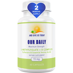 Our Daily L-Methylfolate B Complex bottle supports daily energy and mood.