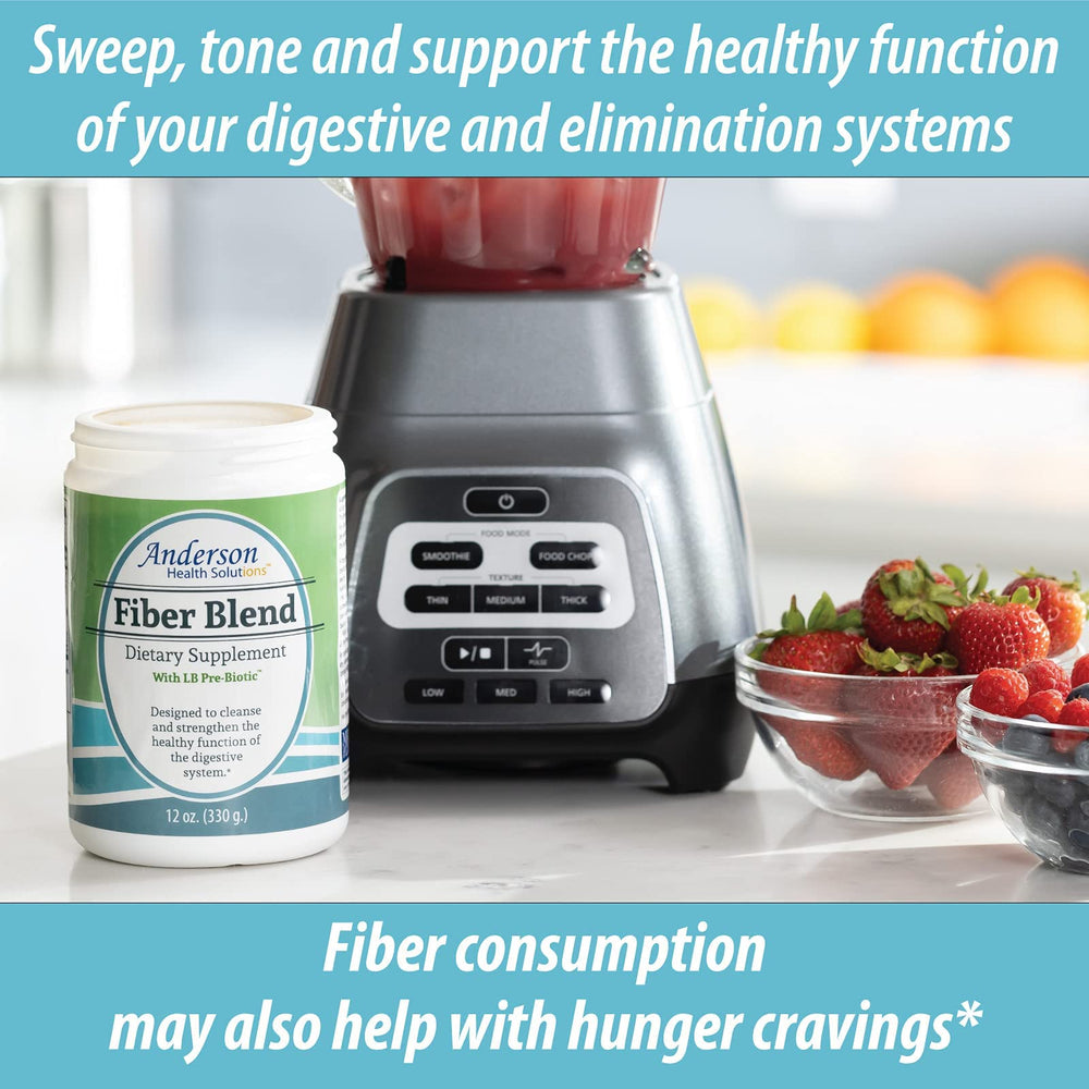 Anderson Fiber Blend with yogurt bowl for breakfast fiber addition.