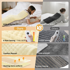 Andola heating pad showing six heat levels for personalized warmth.