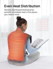 Andola heating pad's weighted edges and snaps keep it in place during use.