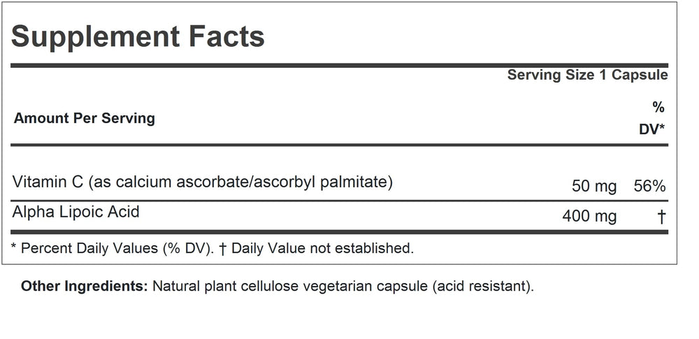 Andrew Lessman Alpha Lipoic Acid 400mg capsules in close-up highlighting pure, additive-free capsules