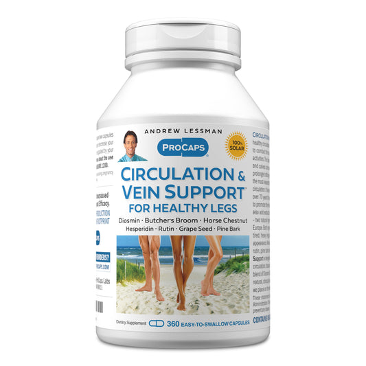 Andrew Lessman Circulation bottle front shows support for tired legs and everyday venous comfort.