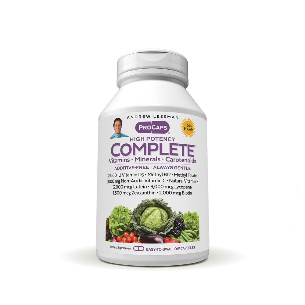 Andrew Lessman Complete Multivitamin bottle with easy-to-swallow capsules for daily support.