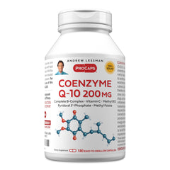 ANDREW LESSMAN CoQ10 200 mg bottle front suggests daily energy support potential.