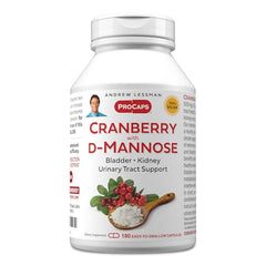 ANDREW LESSMAN Cranberry with D-Mannose bottle supports urinary tract health on the go.