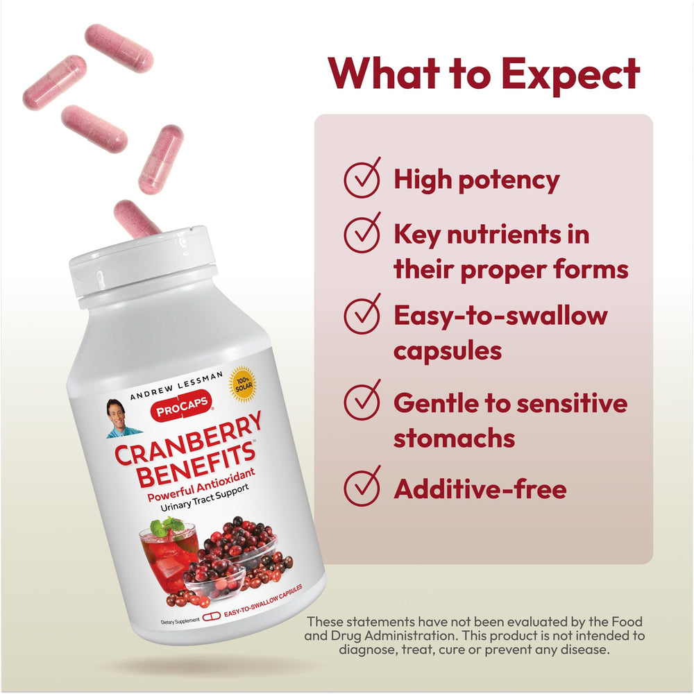 Packaging box for Andrew Lessman Cranberry emphasizing ethical sourcing and solar-powered production.