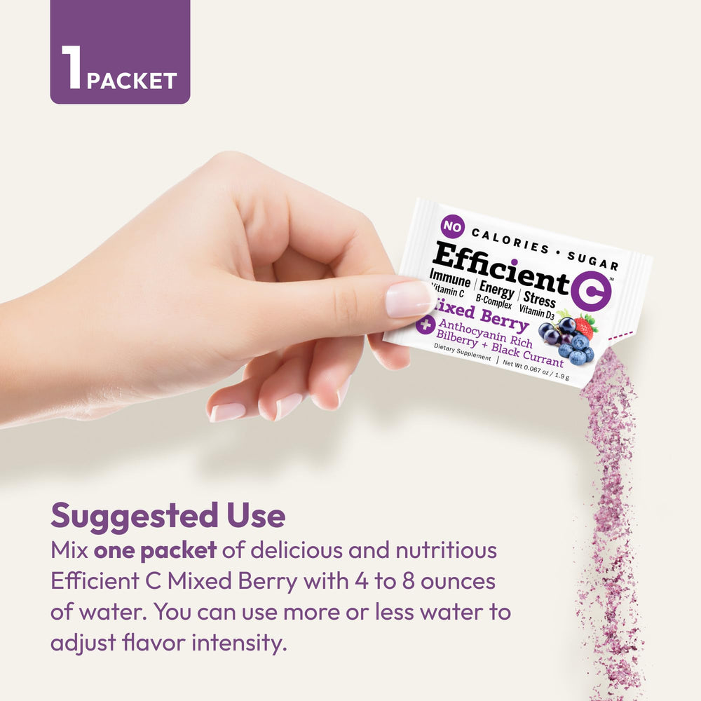 ANDREW LESSMAN Efficient C Mixed Berry ingredients list shows B-complex and D3