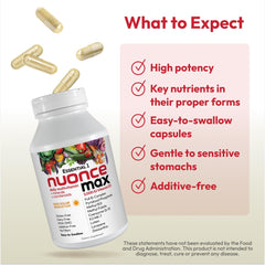 Andrew Lessman Essential-1 Nuonce Max beside a glass of water for quick absorption