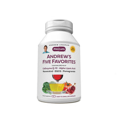 ANDREW LESSMAN Five Favorites CoQ-10 bottle supporting cellular energy and antioxidant activity.