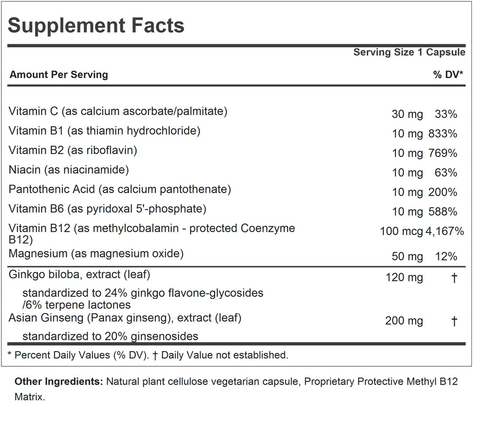 Andrew Lessman Ginkgo 120 Plus Ginseng ingredients label highlights brain-friendly ginkgo biloba and ginseng extracts