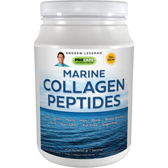 Andrew Lessman Marine Collagen Peptides bottle label shows purity for skin health