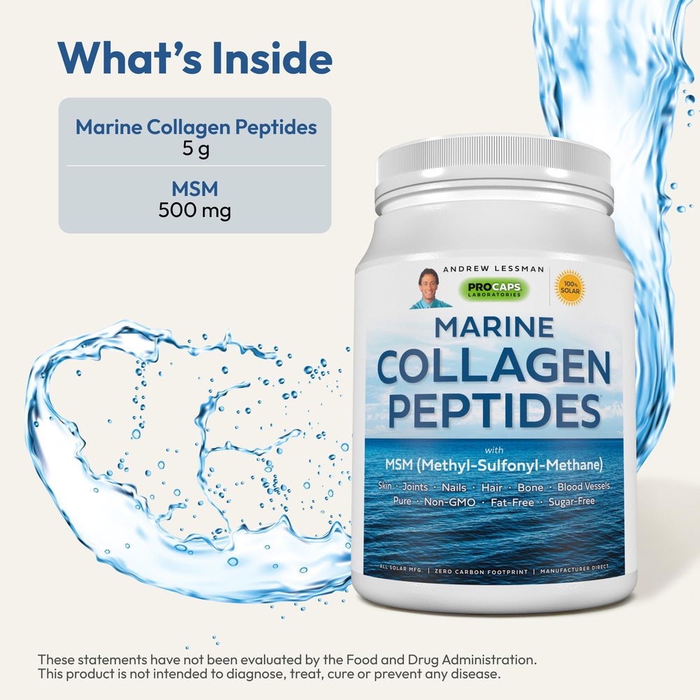 ANDREW LESSMAN Marine Collagen Peptides mixed in water demonstrates easy dissolution and flavor-neutral intake