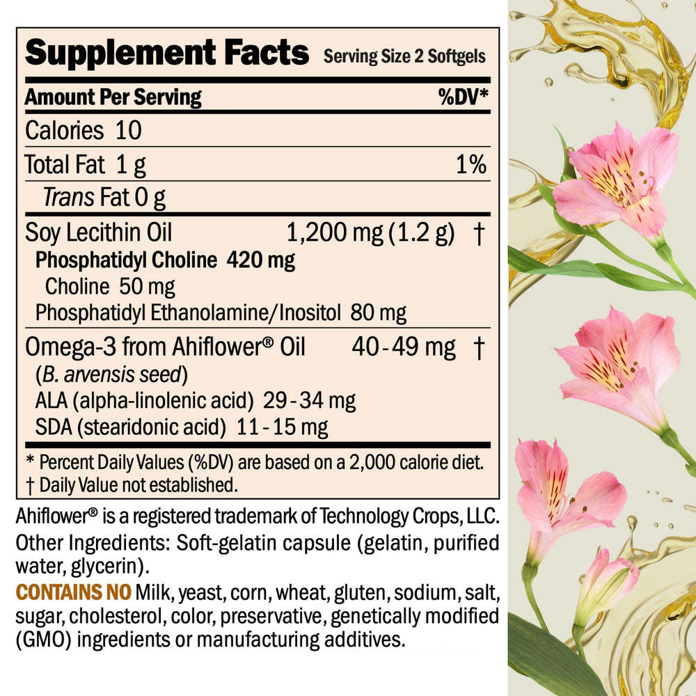 Andrew Lessman PC phosphatidylcholine softgels highlighting brain and liver support