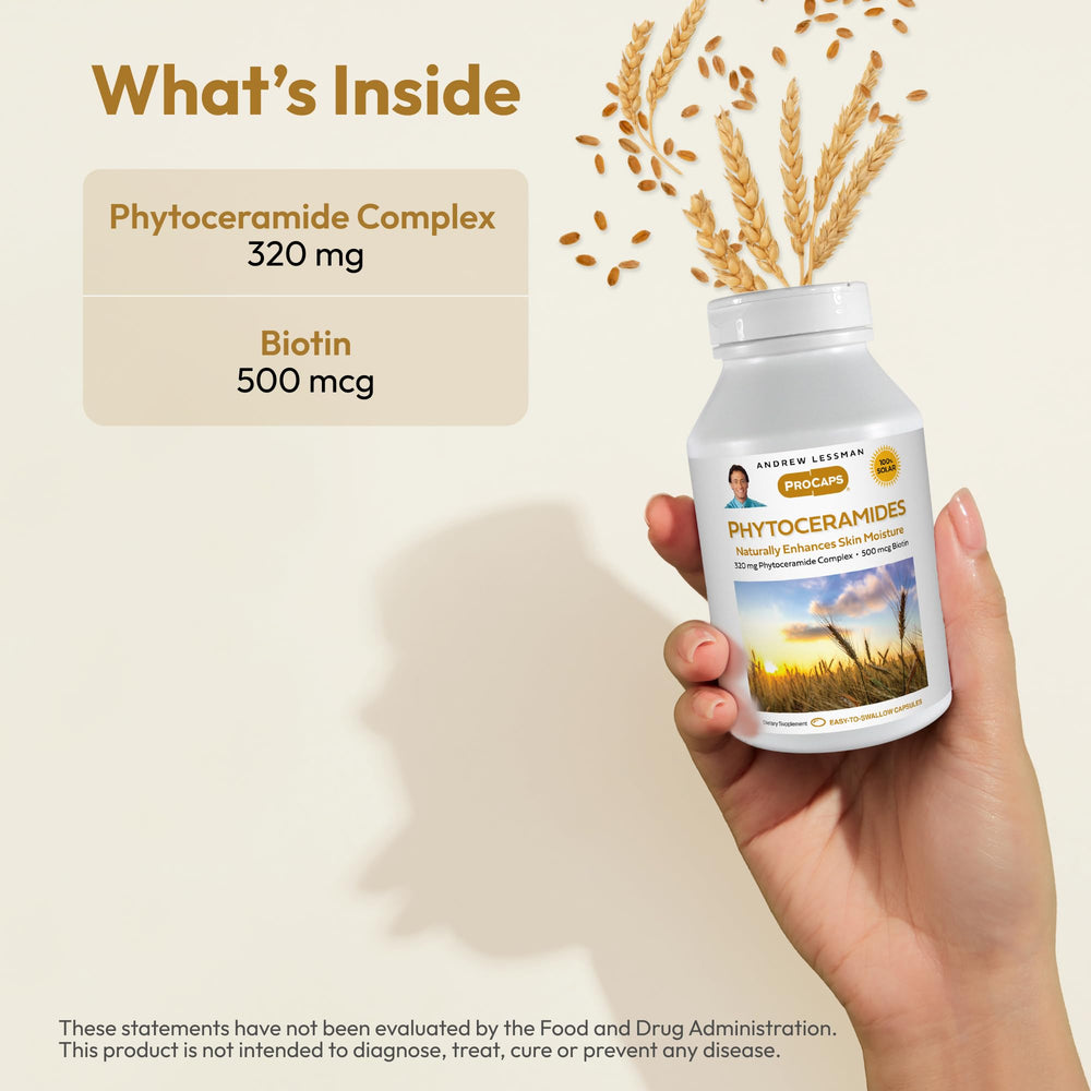 Andrew Lessman Phytoceramides Biotin label with allergen-free, dairy-free and gluten-free claim