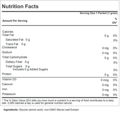 Andrew Lessman Sucress packet sleeve highlights non-GMO stevia sweetener for sugar-free options