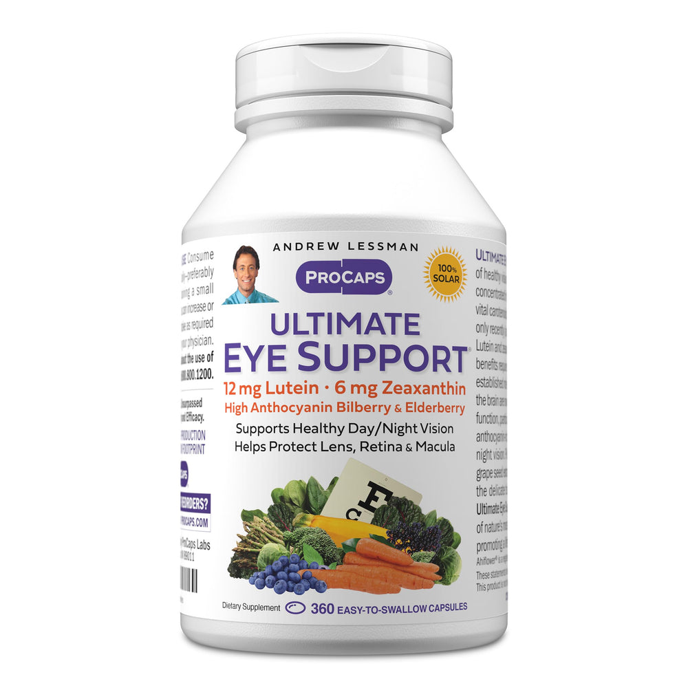 ANDREW LESSMAN Ultimate Eye Support 360 softgels bottle promotes overall eye health and easy daily intake.