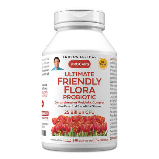 Andrew Lessman Ultimate Friendly Flora bottle for daily probiotic use supporting digestive balance
