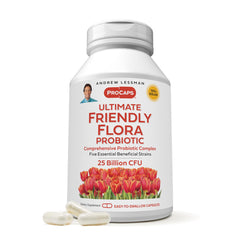 Andrew Lessman Ultimate Friendly Flora bottle for daily digestive balance.