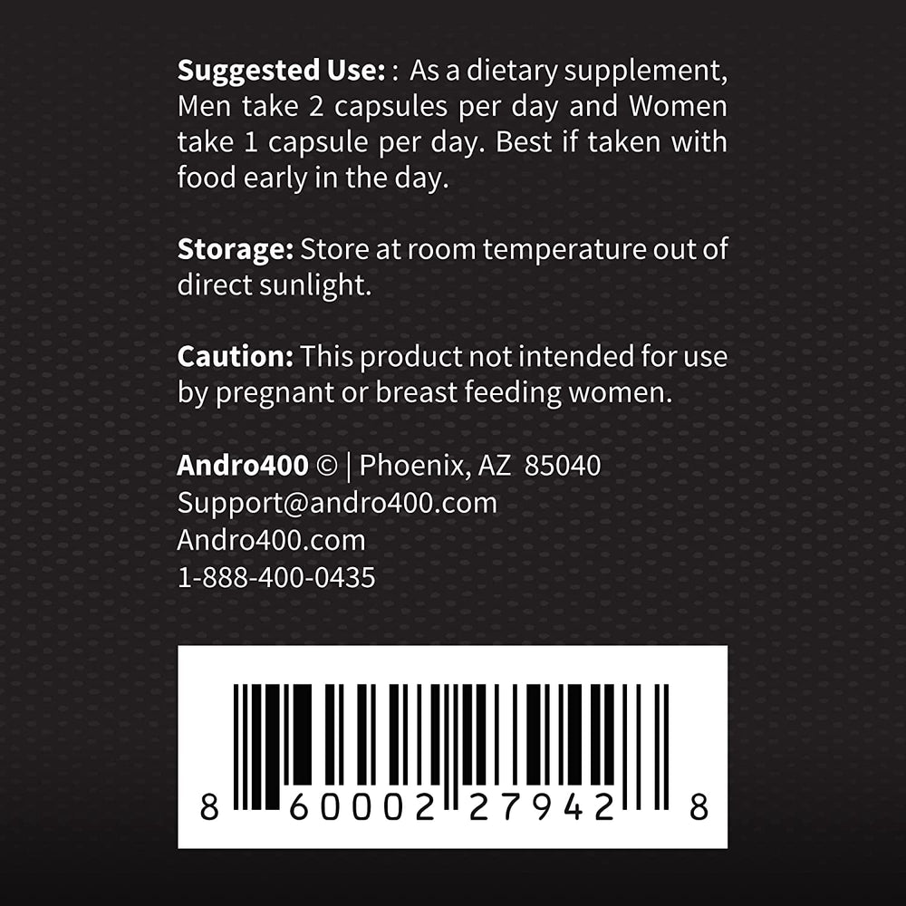 Andro400 Max capsules close-up for easy daily use and stamina.