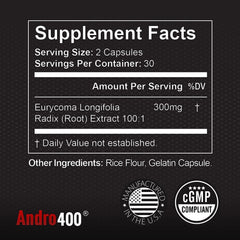 Andro400 packaging shot conveys trust in a male wellness supplement.
