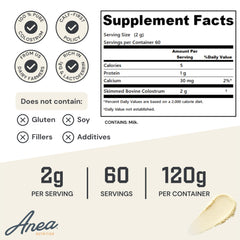 Anea Colostrum Unflavored shaker shown for convenient mixing.